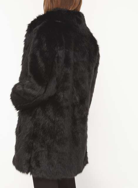**Petite Black Faux Fur Coat